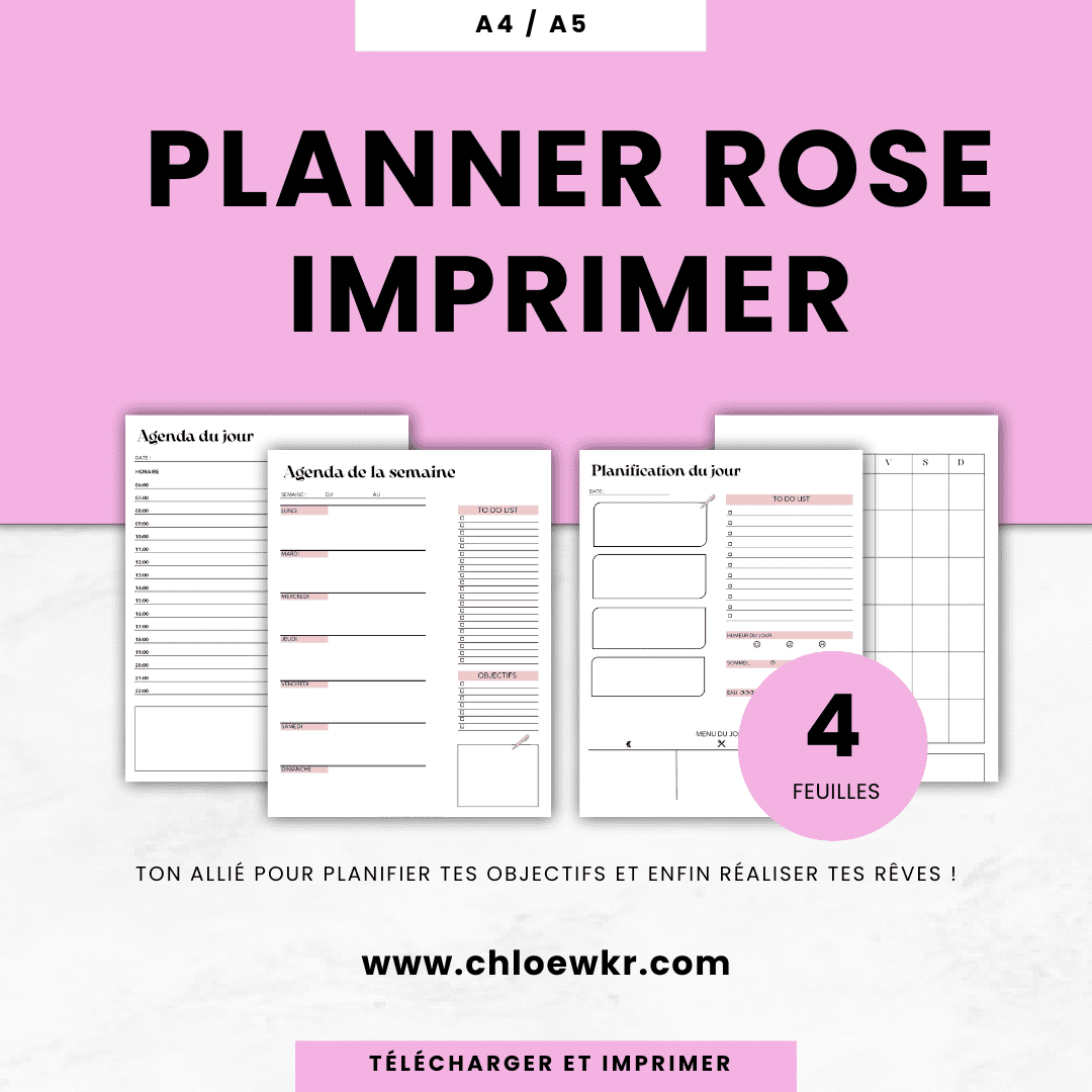 planner rose à imprimer