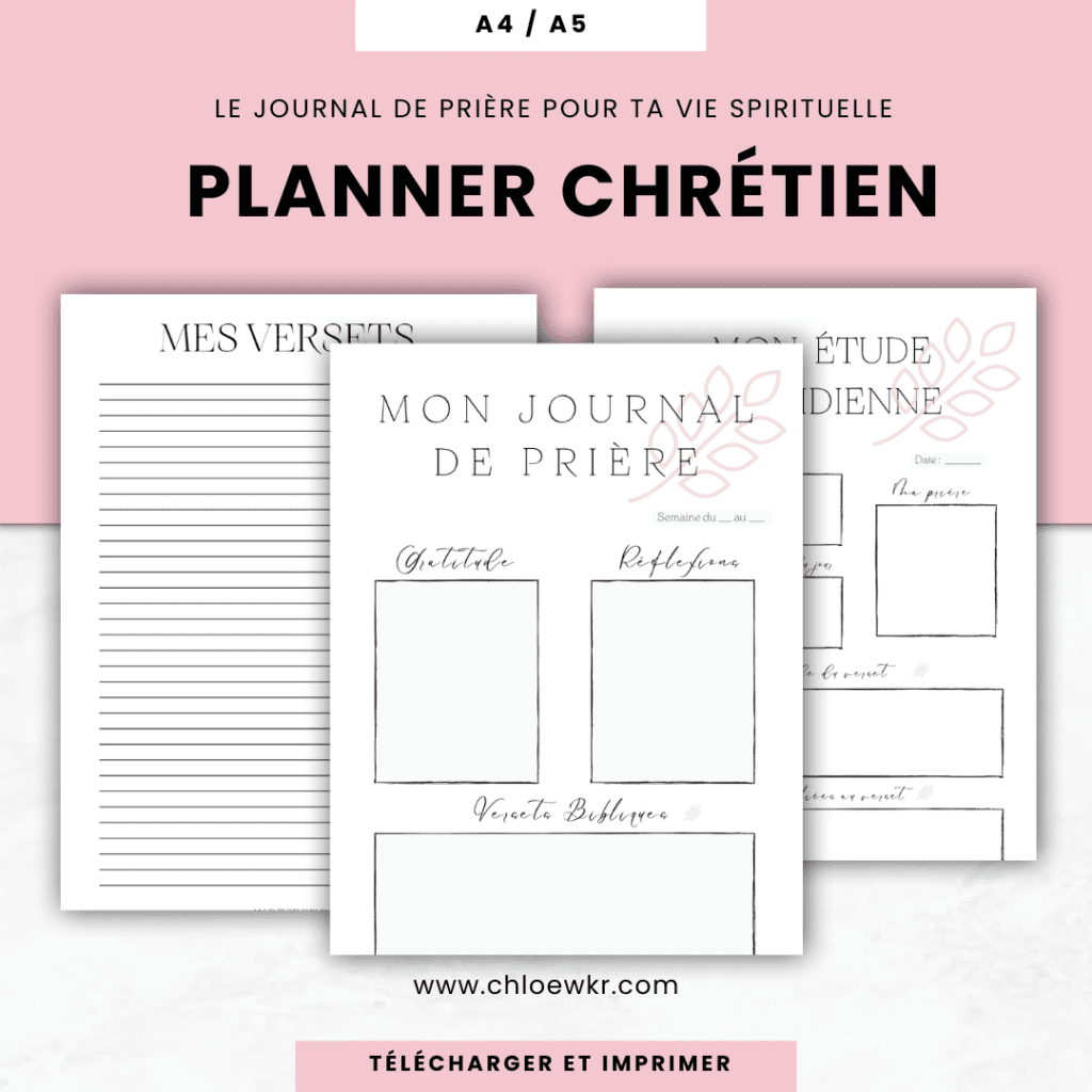 journal de prière, planner chrétien à imprimer , journal de prière