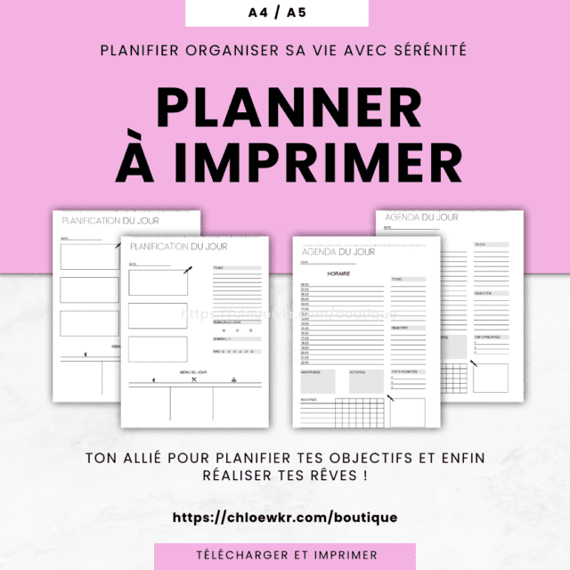 planner à imprimer femme ambitieuse , planner pdf