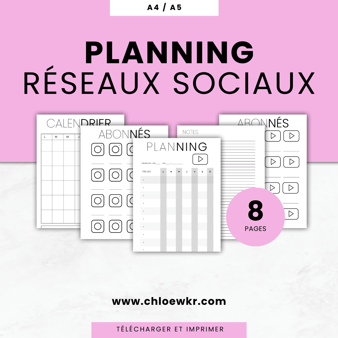 planning réseaux sociaux à imprimer