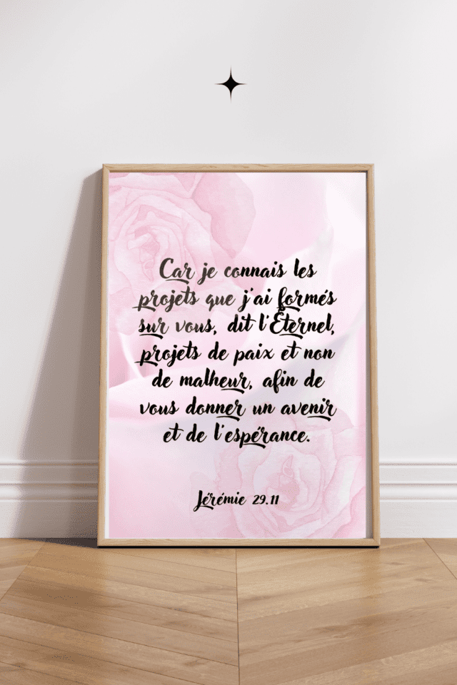 verset biblique en français, verset biblique imprimable jérémie 29.11 , poster verset biblique jérémie 29.11