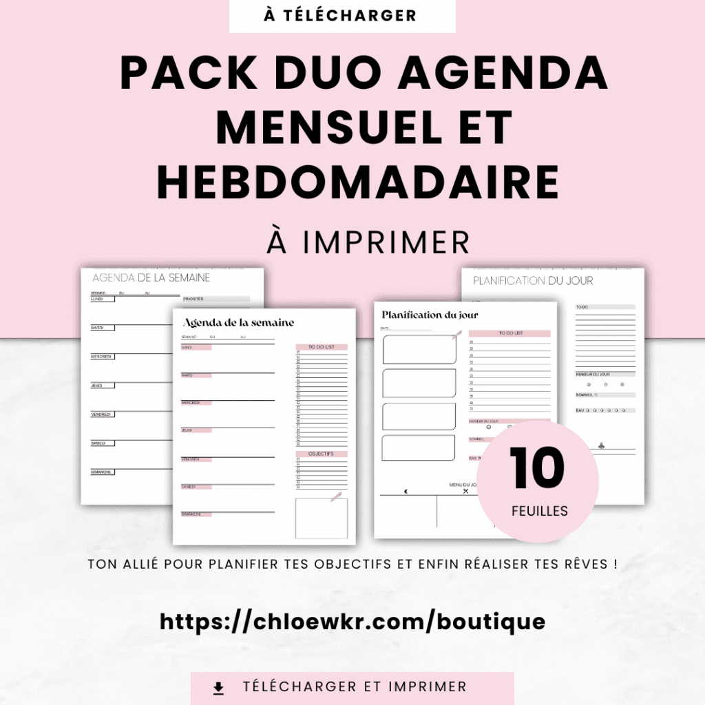 Pack duo agenda mensuel et hebdomadaire
