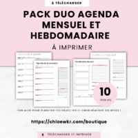 Pack duo agenda mensuel et hebdomadaire
