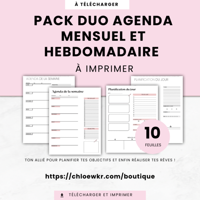Pack duo agenda mensuel et hebdomadaire